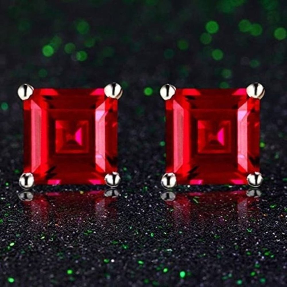 Red Ruby Stud Earrings